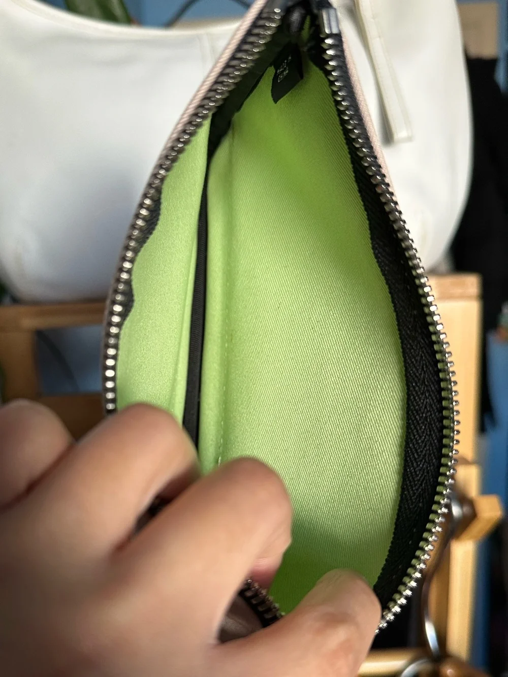 Coach Canvas and Black Leather-Trim Wristlet Pouch